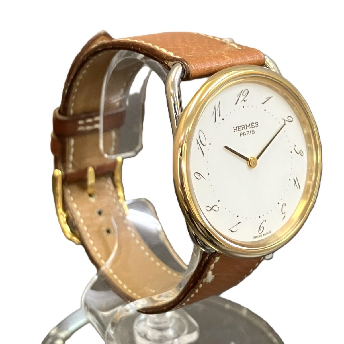 Hermes Watch SS Leather Quartz White Dial — view 3