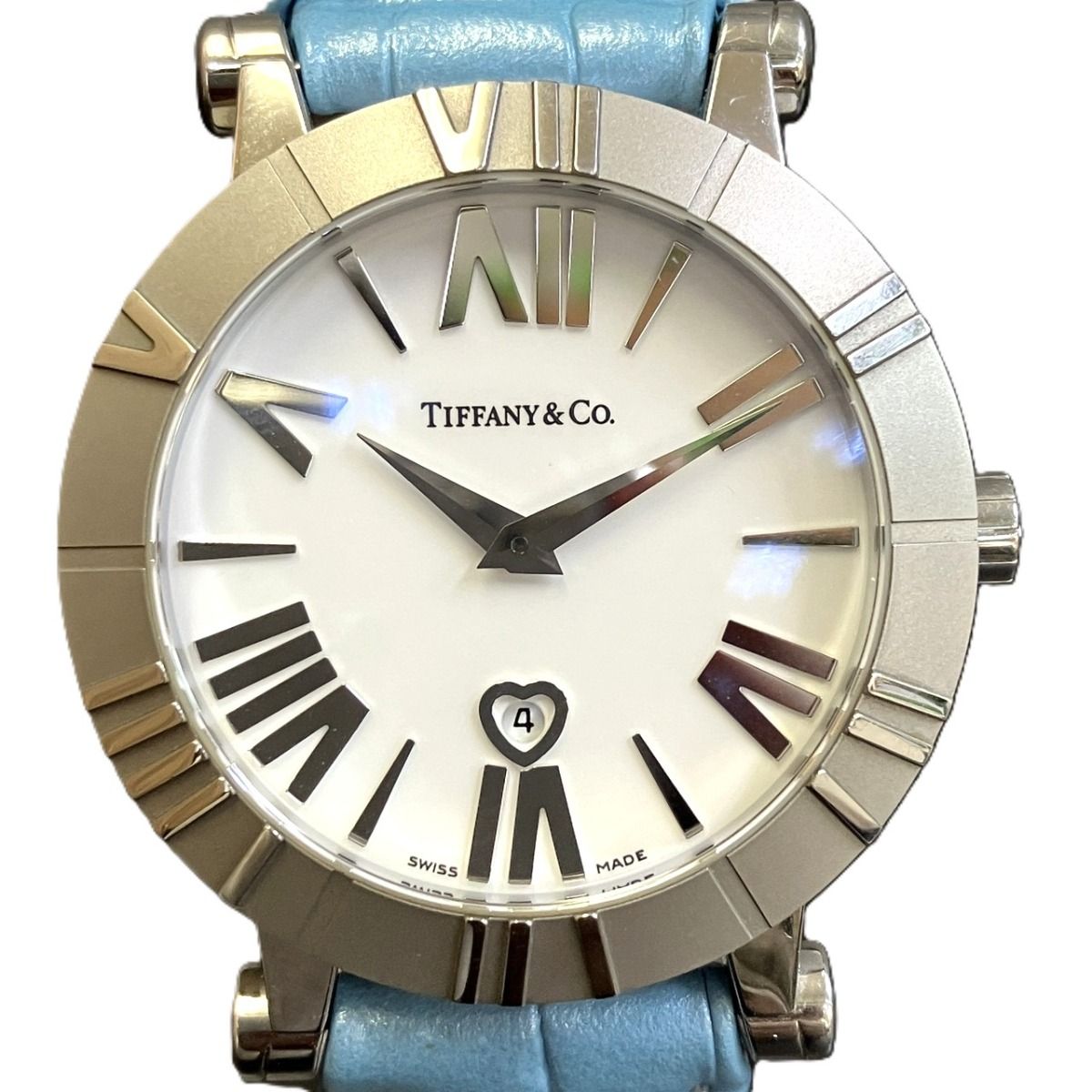 Tiffany & Co Atlas Watch SS Leather Quartz White Dial