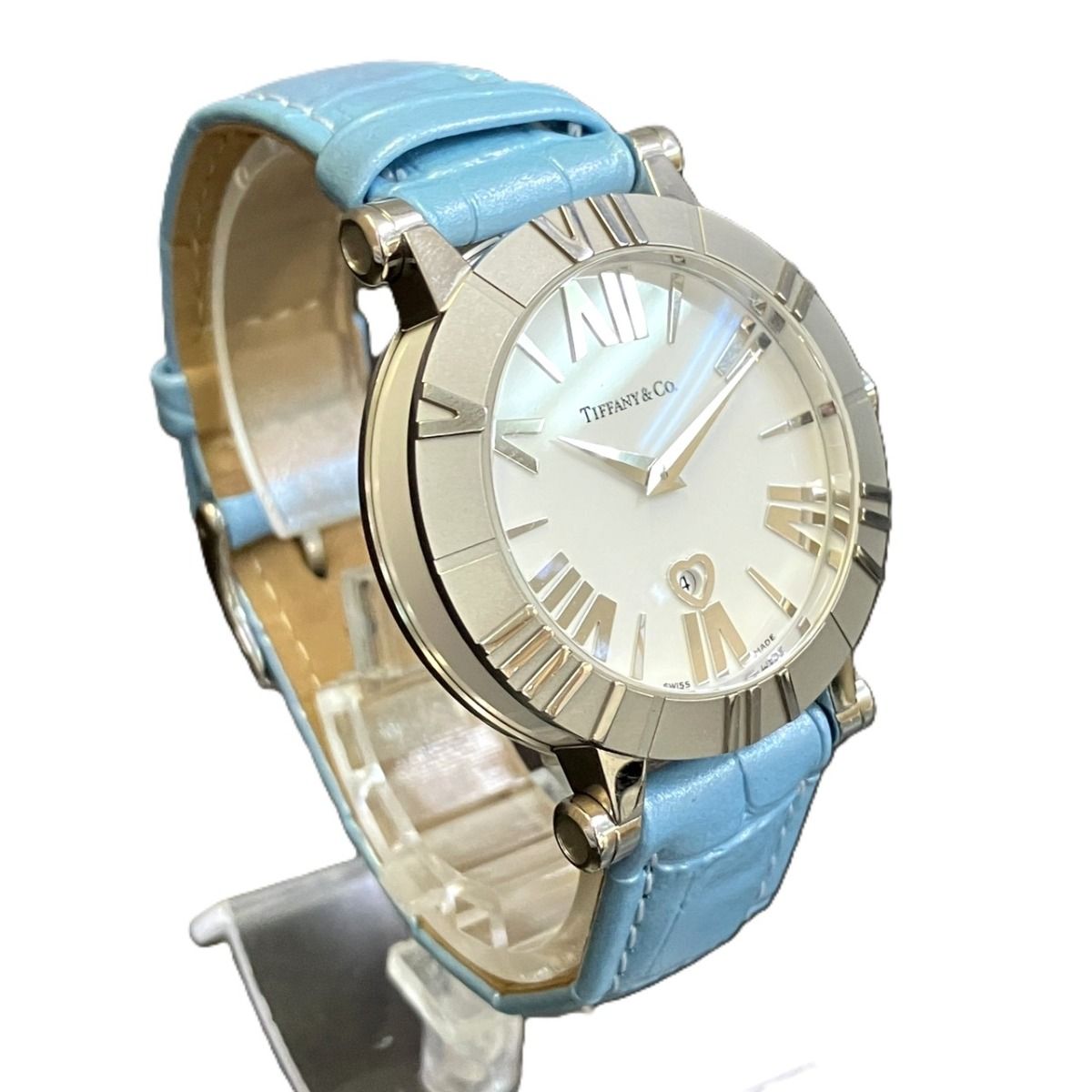 Tiffany & Co Atlas Watch SS Leather Quartz White Dial — view 3