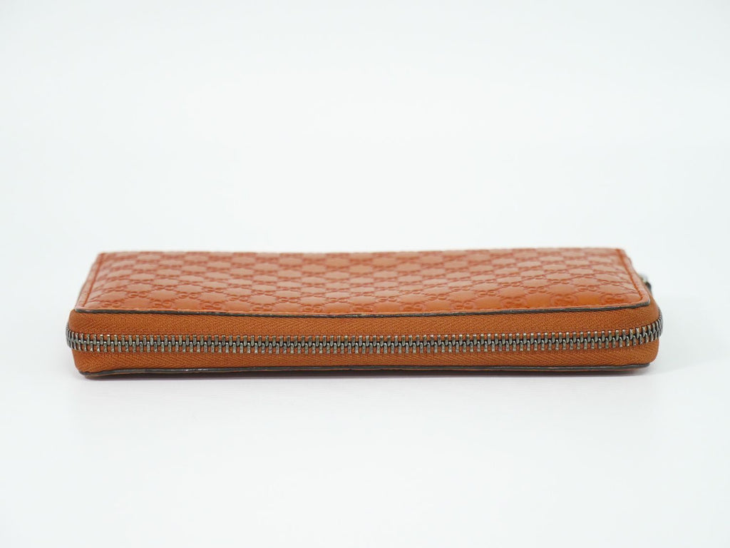 Gucci Micro Guccissima Leather Zip Around Wallet Orange — view 5