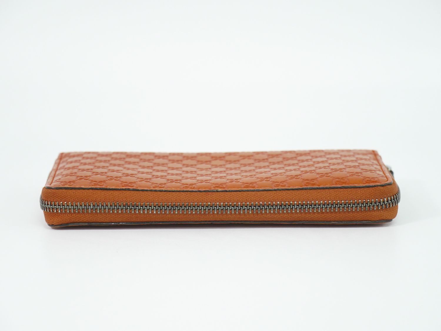Gucci Micro Guccissima Leather Zip Around Wallet Orange — view 5
