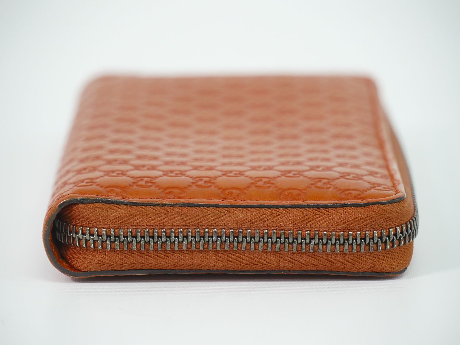 Gucci Micro Guccissima Leather Zip Around Wallet Orange — view 4