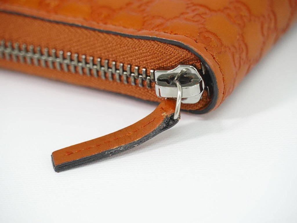 Gucci Micro Guccissima Leather Zip Around Wallet Orange — view 6