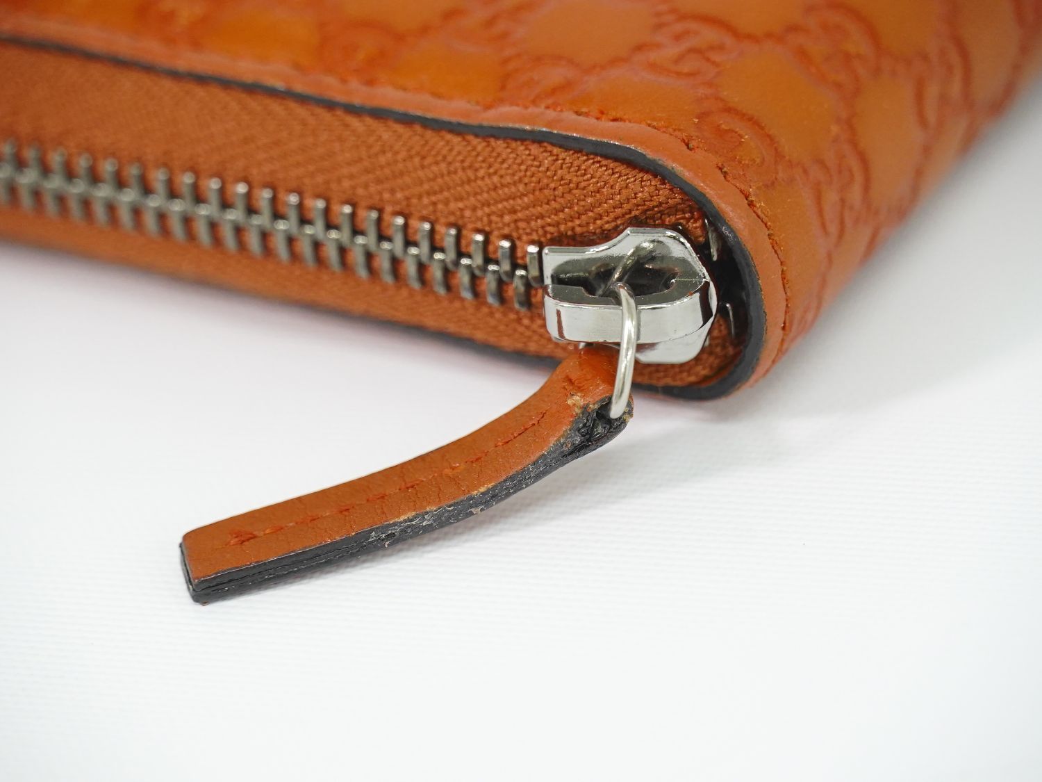 Gucci Micro Guccissima Leather Zip Around Wallet Orange — view 6