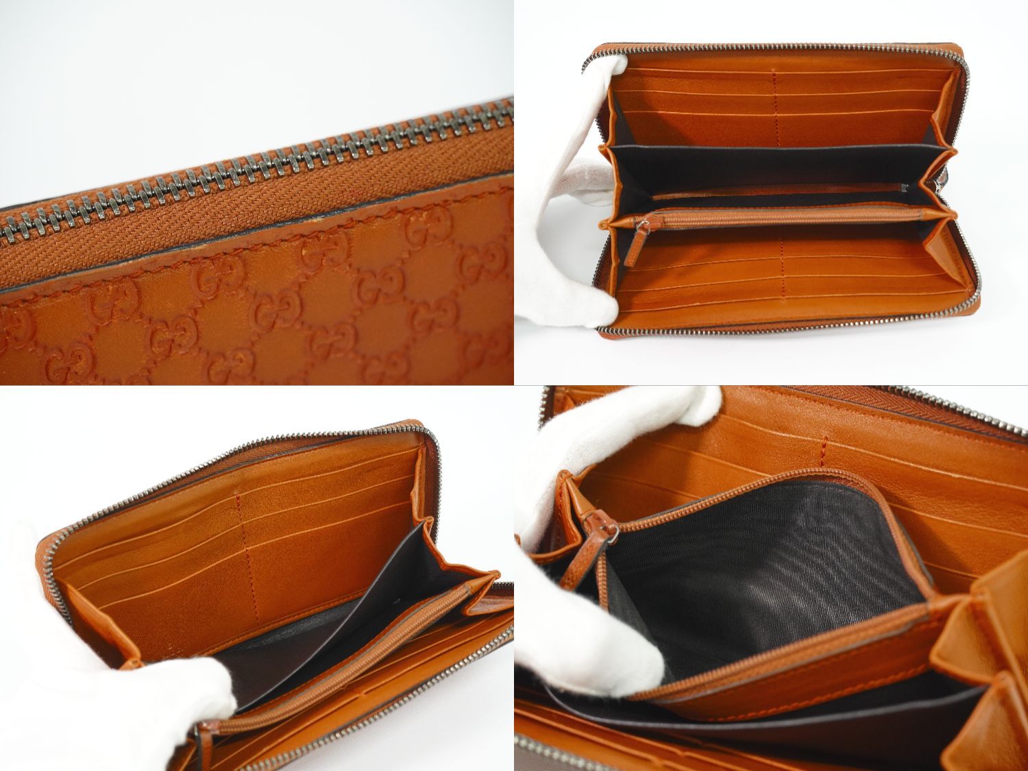 Gucci Micro Guccissima Leather Zip Around Wallet Orange — view 8