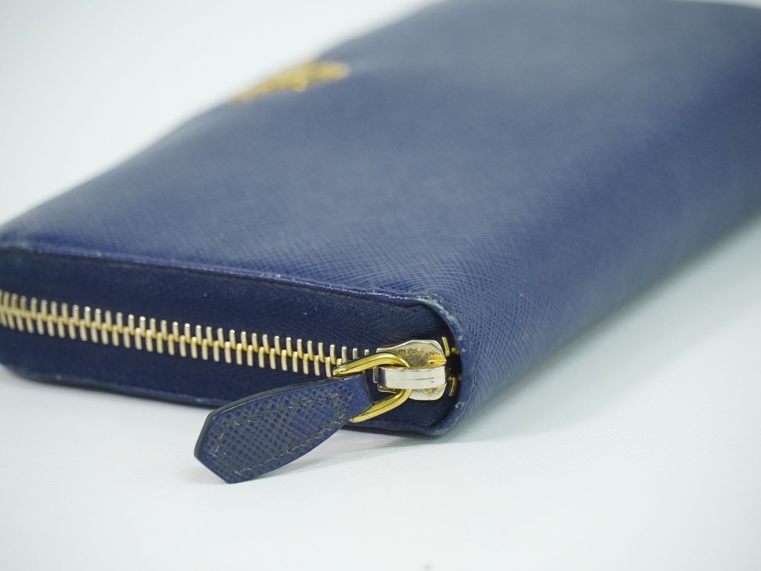 Prada Leather Zip Around Wallet Blue — view 6