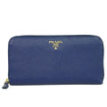 Prada Leather Zip Around Wallet Blue