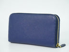 Prada Leather Zip Around Wallet Blue — view 2