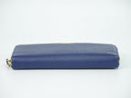 Prada Leather Zip Around Wallet Blue — view 3