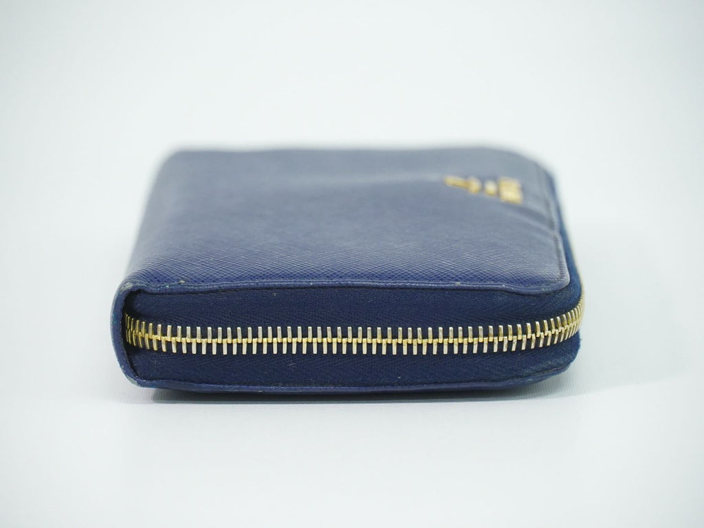 Prada Leather Zip Around Wallet Blue — view 4