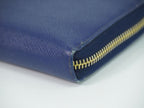 Prada Leather Zip Around Wallet Blue — view 7