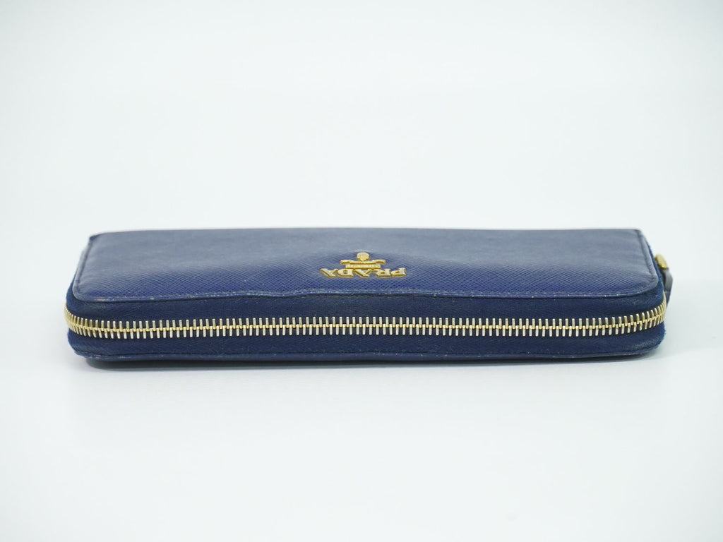 Prada Leather Zip Around Wallet Blue — view 5