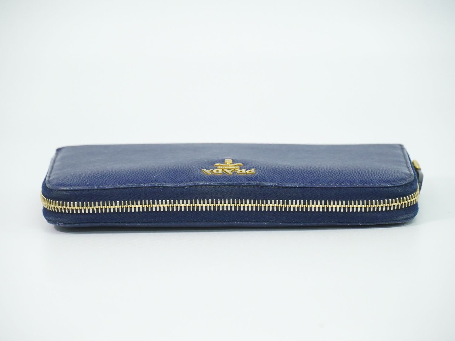 Prada Leather Zip Around Wallet Blue — view 5