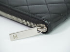 Chanel CC Logo Quilted Round Zip Wallet Patent Leather Black — view 6