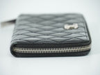 Chanel CC Logo Quilted Round Zip Wallet Patent Leather Black — view 4