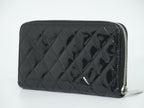 Chanel CC Logo Quilted Round Zip Wallet Patent Leather Black — view 2