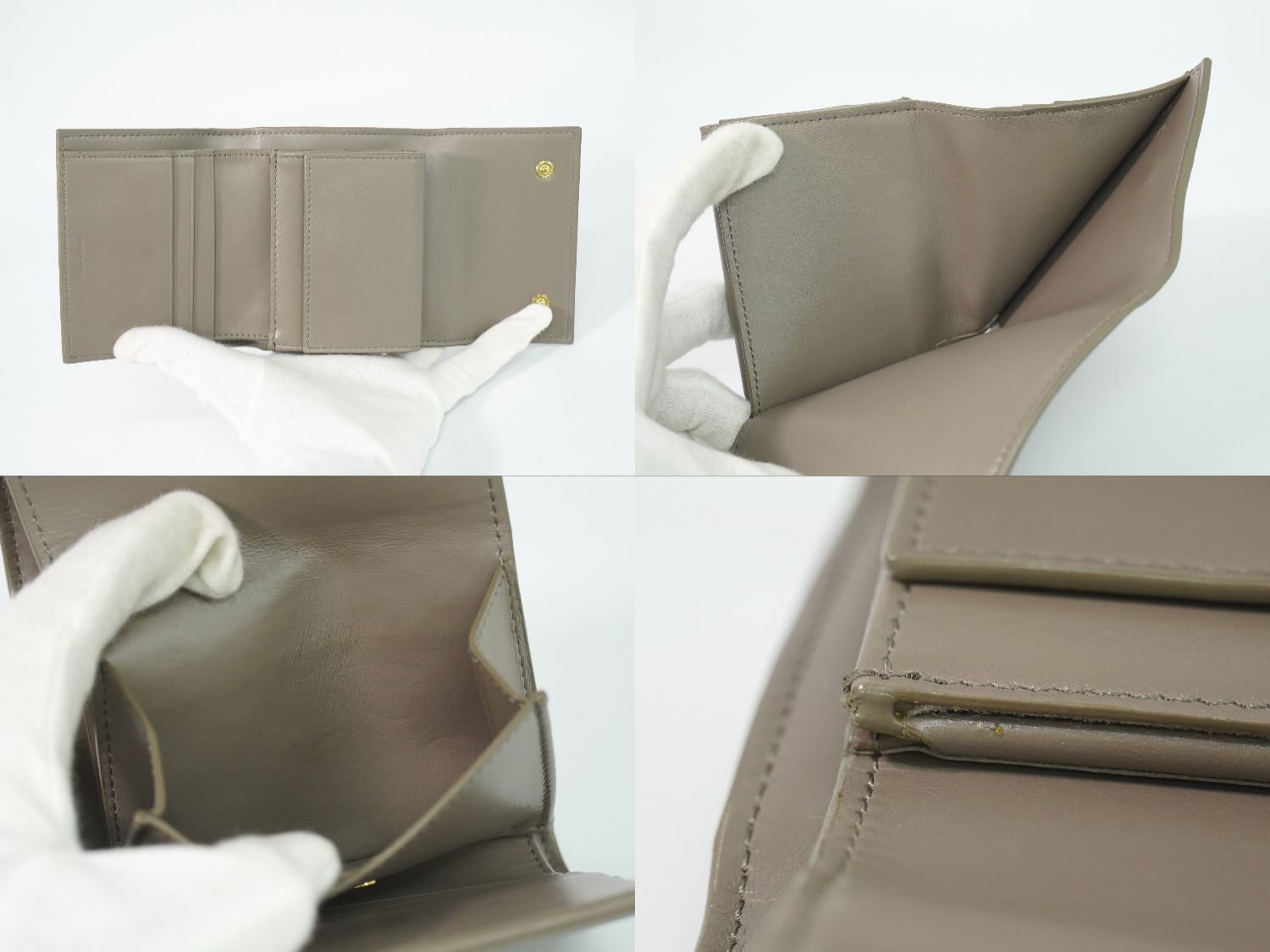 Celine Small Trifold Wallet Compact Leather Gray — view 8