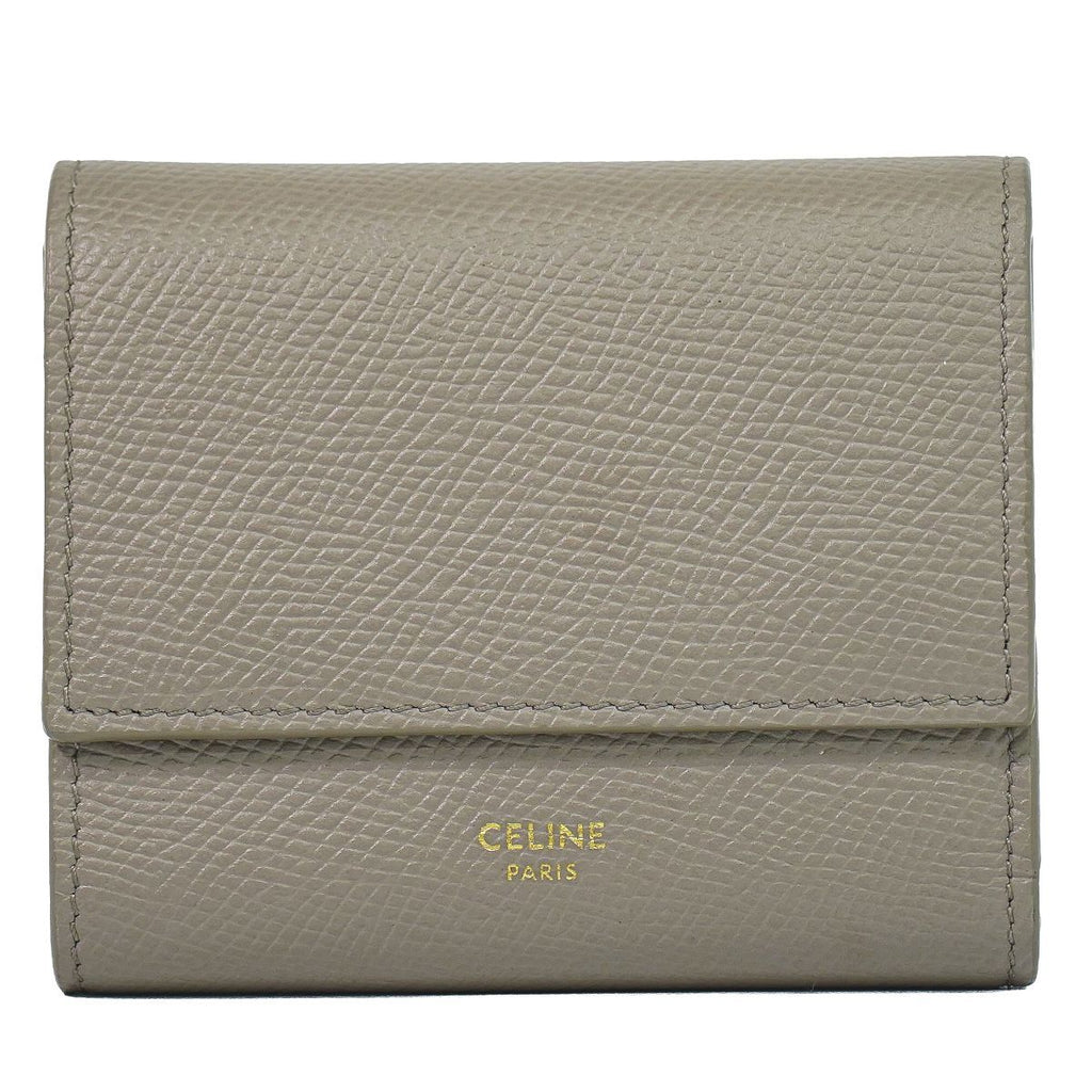 Celine Small Trifold Wallet Compact Leather Gray