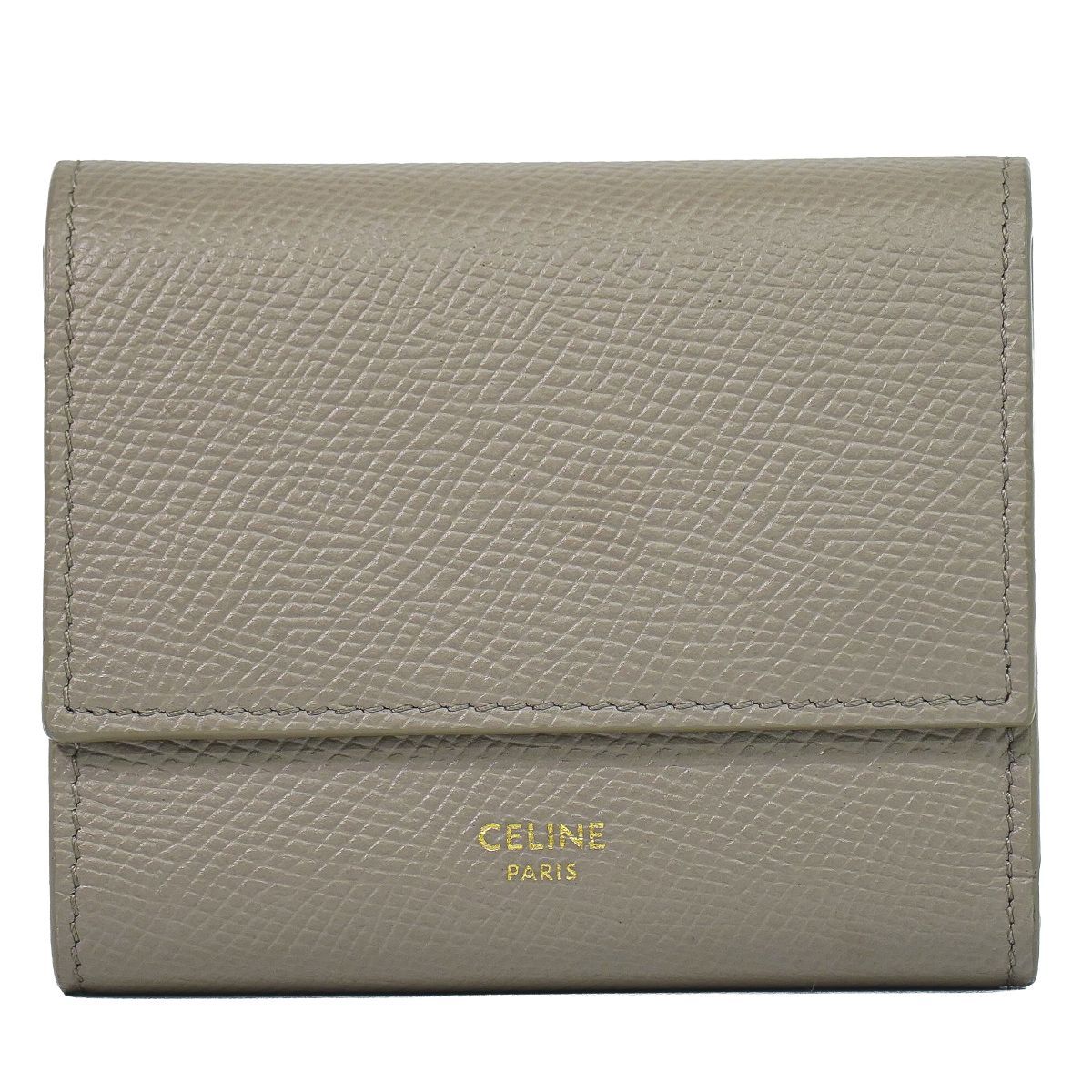Celine Small Trifold Wallet Compact Leather Gray