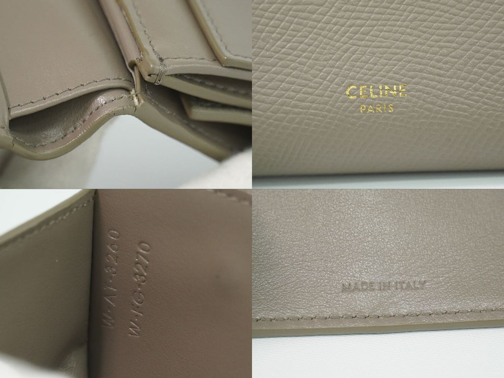 Celine Small Trifold Wallet Compact Leather Gray — view 9