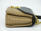 Celine C Quilted Chain Shoulder Bag Leather Beige Black Medium — view 4
