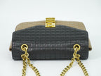Celine C Quilted Chain Shoulder Bag Leather Beige Black Medium — view 5