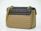 Celine C Quilted Chain Shoulder Bag Leather Beige Black Medium — view 2
