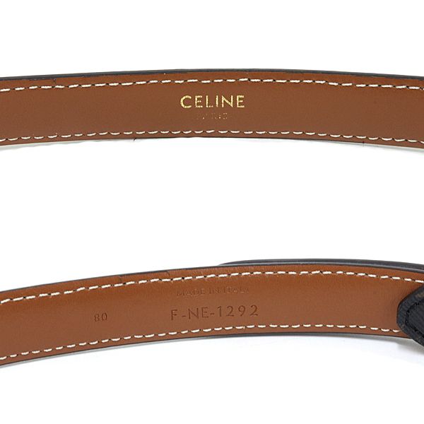 Celine Triomphe Belt 18 Canvas Calfskin Brown Gold Finish — view 4