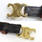 Celine Triomphe Belt 18 Canvas Calfskin Brown Gold Finish — view 6