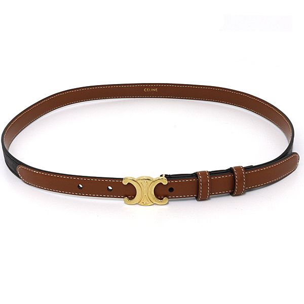 Celine Triomphe Belt 18 Canvas Calfskin Brown Gold Finish — view 2