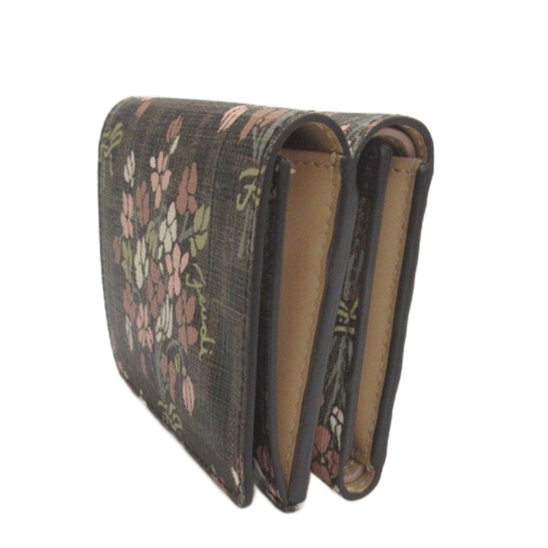Fendi Zucca Pattern Floral Trifold Wallet Brown — view 2