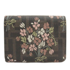 Fendi Zucca Pattern Floral Trifold Wallet Brown