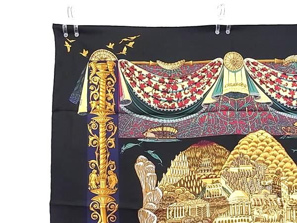 Hermes L'atlantide Atlantis Carre 90 Silk Scarf Black Multicolor — view 3