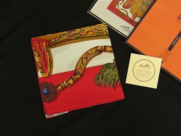 Hermes Unopened Carre 90 Silk 100% Scarf Shawl Red Multicolor
