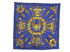 Hermes Caty Ancient Scarab Pattern Carre 90 Silk 100 Scarf Shawl Blue — view 2