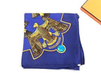 Hermes Caty Ancient Scarab Pattern Carre 90 Silk 100 Scarf Shawl Blue