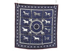 Hermes Couvertures Et Tenues de Jour Horse Carre 55 Silk 100% Pocket Square Navy — view 2
