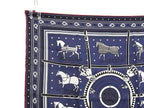 Hermes Couvertures Et Tenues de Jour Horse Carre 55 Silk 100% Pocket Square Navy — view 3