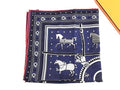 Hermes Couvertures Et Tenues de Jour Horse Carre 55 Silk 100% Pocket Square Navy