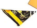 Hermes Tout en Carre Everything Is in Pointe Silk Triangular Scarf Yellow Black