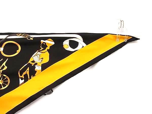 Hermes Tout en Carre Everything Is in Pointe Silk Triangular Scarf Yellow Black — view 4
