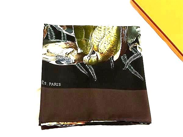 Hermes de Linares Carre 90 Silk 100% Animal Scarf Shawl Black