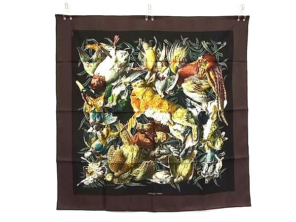 Hermes de Linares Carre 90 Silk 100% Animal Scarf Shawl Black — view 2