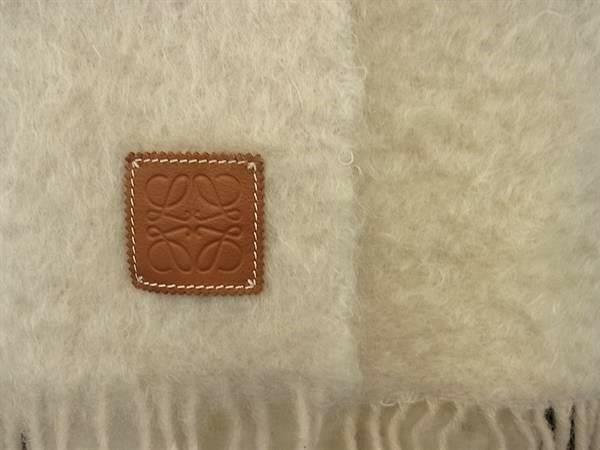 Loewe Anagram Mohair Wool Nylon Fringe Scarf Shawl Ivory — view 2
