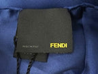 Fendi Zucca Pattern Silk 100% Large Shawl Scarf Navy Brown — view 4