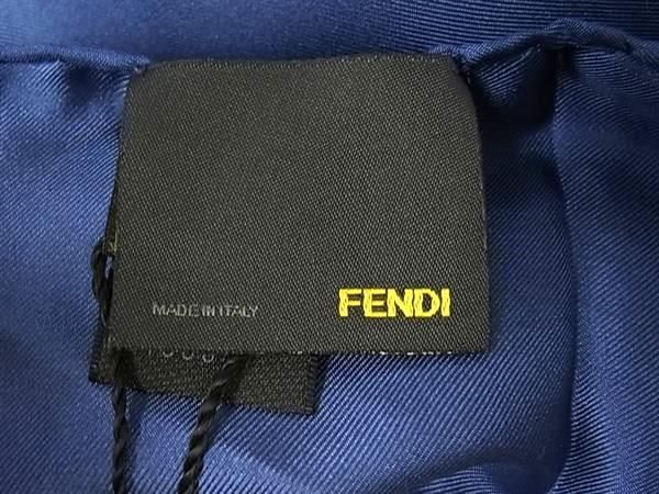 Fendi Zucca Pattern Silk 100% Large Shawl Scarf Navy Brown — view 4