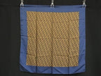 Fendi Zucca Pattern Silk 100% Large Shawl Scarf Navy Brown