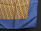 Fendi Zucca Pattern Silk 100% Large Shawl Scarf Navy Brown — view 3
