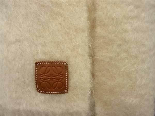 Loewe Anagram Mohair Wool Fringe Scarf Shawl Ivory — view 2