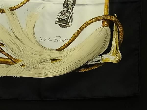 Hermes a Propos de Bottes About Carre 90 Silk 100% Large Scarf Black — view 4